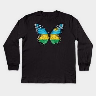 Rwandan Flag  Butterfly - Gift for Rwandan From Rwanda Kids Long Sleeve T-Shirt